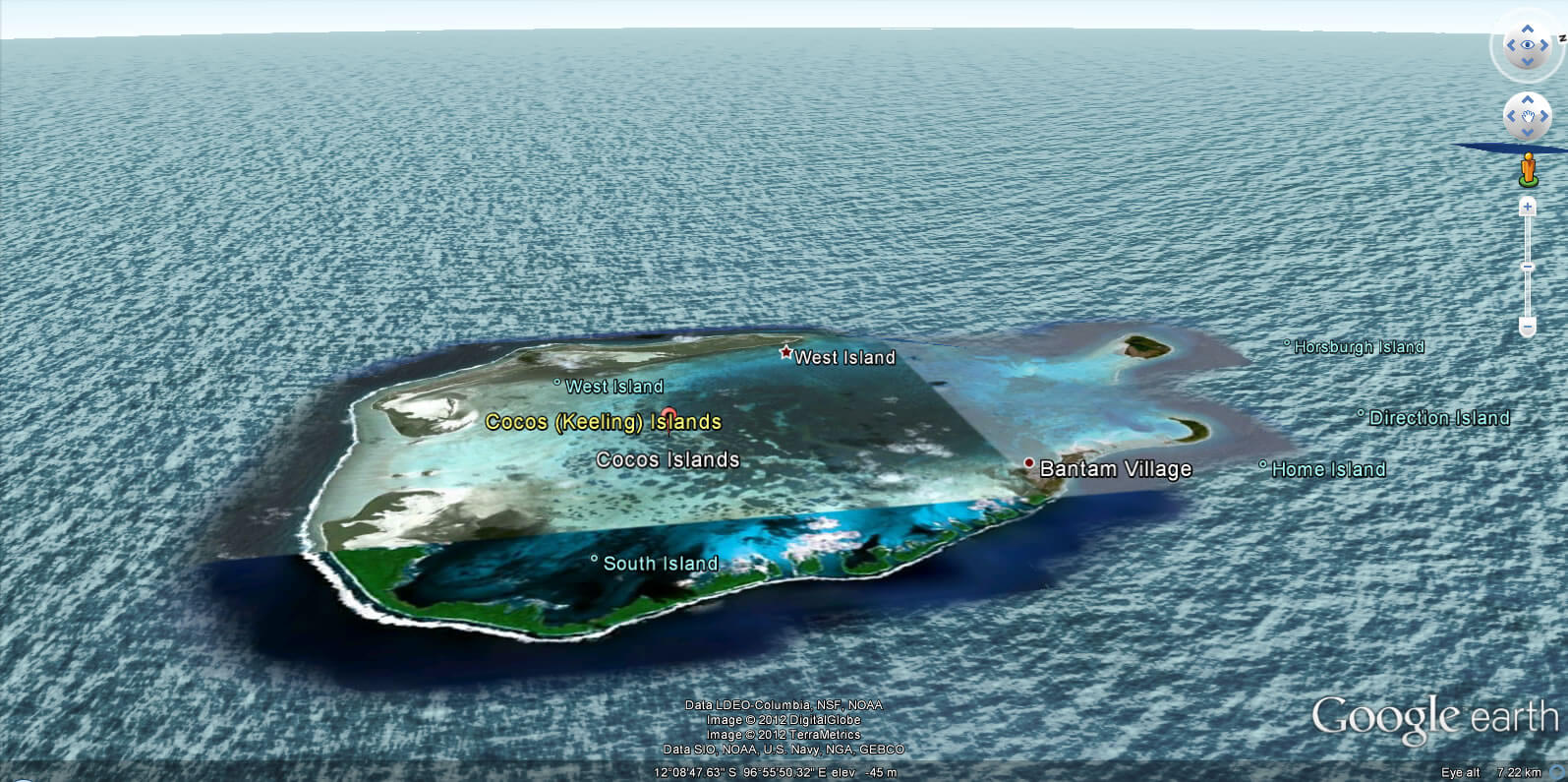 Cocos Islands Earth Map